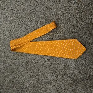 Salvatore Ferragamo Silk Orange Tie with Puppy Pattern